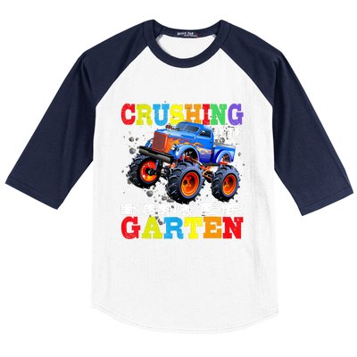 Crushing Into Kindergarten Tee Monster Truck Back To School Baseball Sleeve Shirt