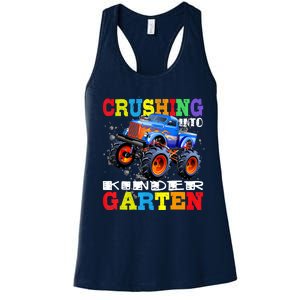 Crushing Into Kindergarten Tee Monster Truck Back To School Women's Racerback Tank