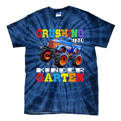 Crushing Into Kindergarten Tee Monster Truck Back To School Tie-Dye T-Shirt