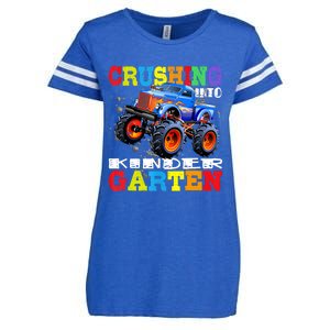 Crushing Into Kindergarten Tee Monster Truck Back To School Enza Ladies Jersey Football T-Shirt