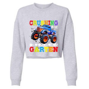 Crushing Into Kindergarten Tee Monster Truck Back To School Cropped Pullover Crew