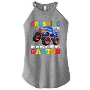 Crushing Into Kindergarten Tee Monster Truck Back To School Women's Perfect Tri Rocker Tank