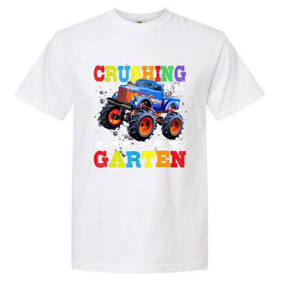 Crushing Into Kindergarten Tee Monster Truck Back To School Garment-Dyed Heavyweight T-Shirt