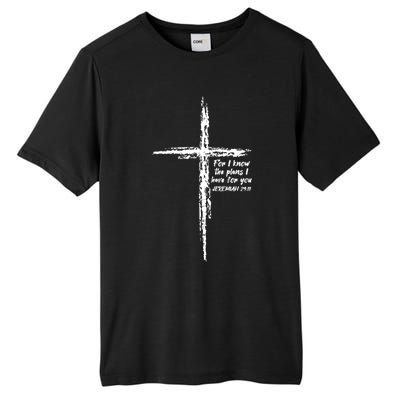 Cross I Know The Plans Verse Bible Jesus God Christian Gift Tall Fusion ChromaSoft Performance T-Shirt