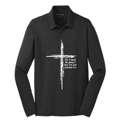 Cross I Know The Plans Verse Bible Jesus God Christian Gift Silk Touch Performance Long Sleeve Polo