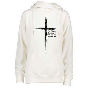 Cross I Know The Plans Verse Bible Jesus God Christian Gift Womens Funnel Neck Pullover Hood