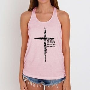 Cross I Know The Plans Verse Bible Jesus God Christian Gift Women's Knotted Racerback Tank