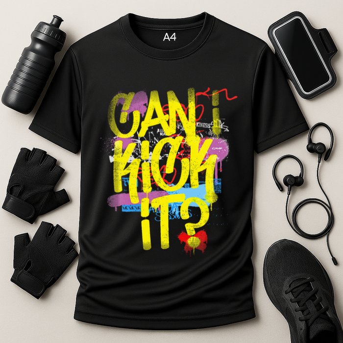 Can I Kick It 80s 90s Hip Hop Bboy Old School Rap Graffiti Cooling Performance Crew T-Shirt