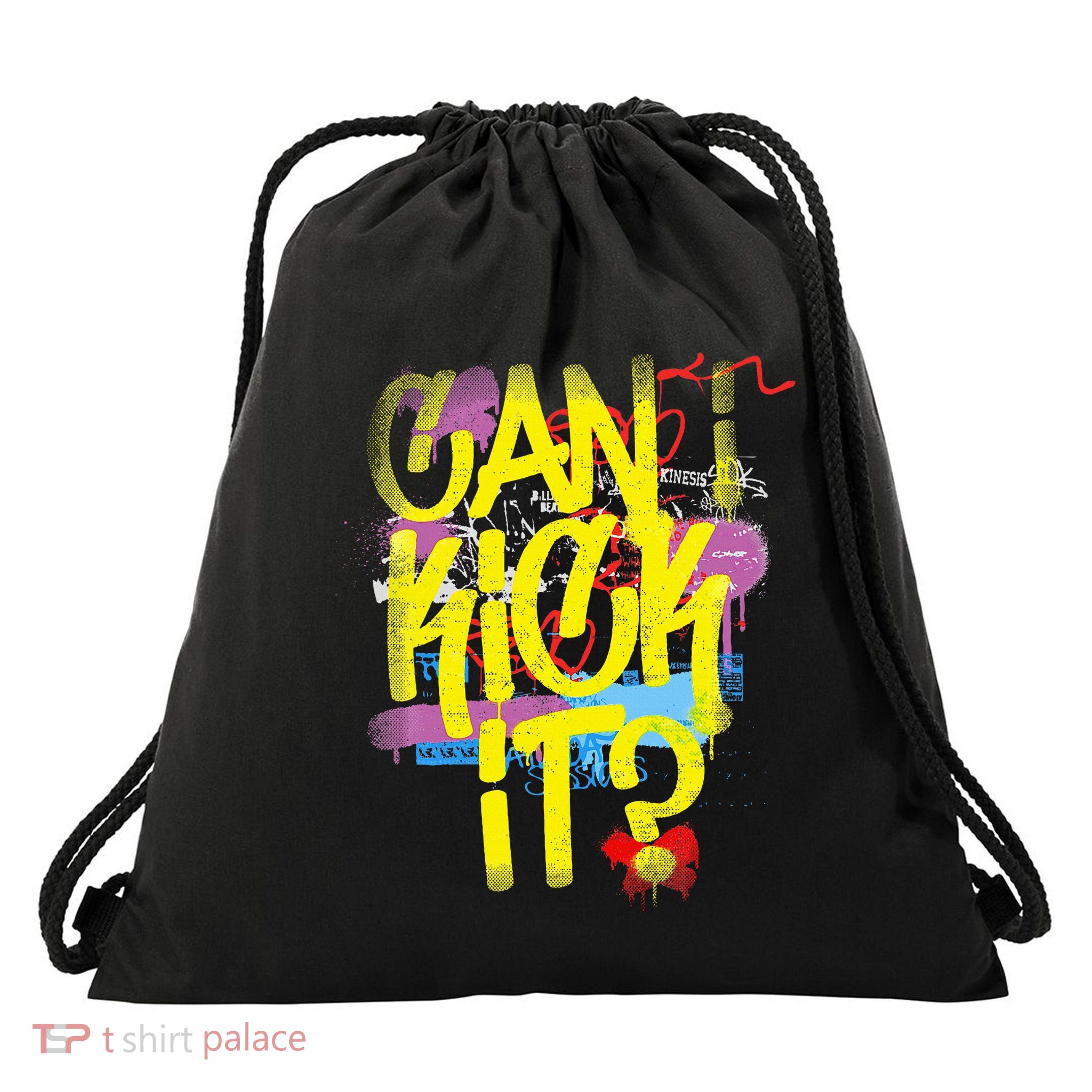 Can I Kick It 80s 90s Hip Hop Bboy Old School Rap Graffiti Drawstring Bag