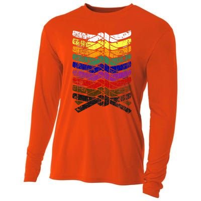 Cool Illustrated Karate Belt Colors Martial Arts Cooling Performance Long Sleeve Crew