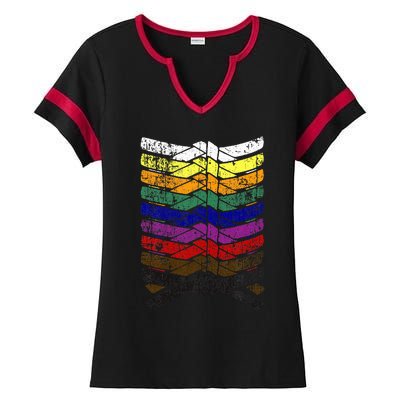 Cool Illustrated Karate Belt Colors Martial Arts Ladies Halftime Notch Neck Tee