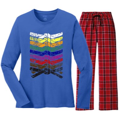 Cool Illustrated Karate Belt Colors Martial Arts Women's Long Sleeve Flannel Pajama Set 