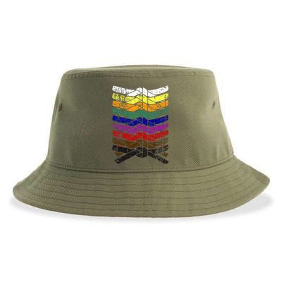 Cool Illustrated Karate Belt Colors Martial Arts Sustainable Bucket Hat