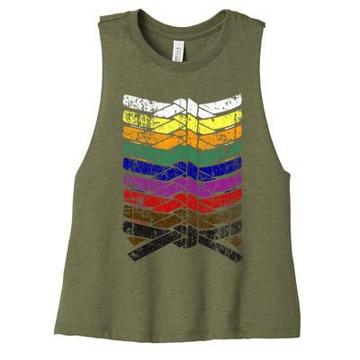 Cool Illustrated Karate Belt Colors Martial Arts Women's Racerback Cropped Tank