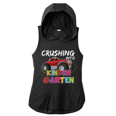 Crushing Into Kindergarten Monster Truck Cute Kindergarten Gift Ladies PosiCharge Tri-Blend Wicking Draft Hoodie Tank