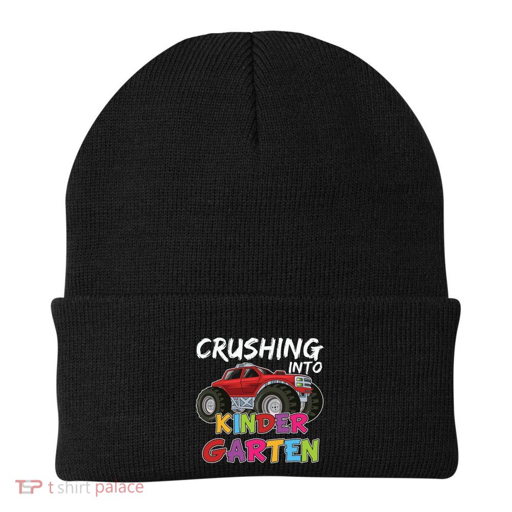 Crushing Into Kindergarten Monster Truck Cute Kindergarten Gift Beanie