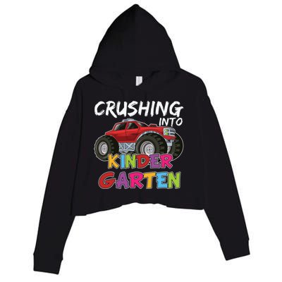 Crushing Into Kindergarten Monster Truck Cute Kindergarten Gift Crop Fleece Hoodie