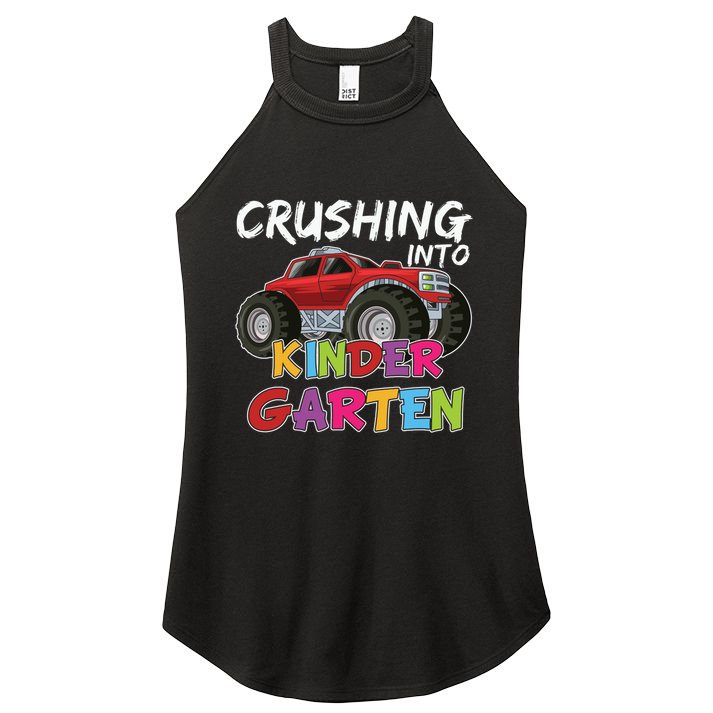 Crushing Into Kindergarten Monster Truck Cute Kindergarten Gift Women's Perfect Tri Rocker Tank