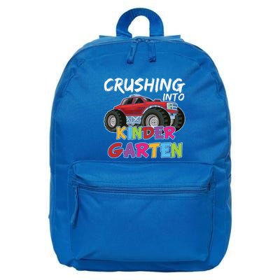 Crushing Into Kindergarten Monster Truck Cute Kindergarten Gift 16 in Basic Backpack