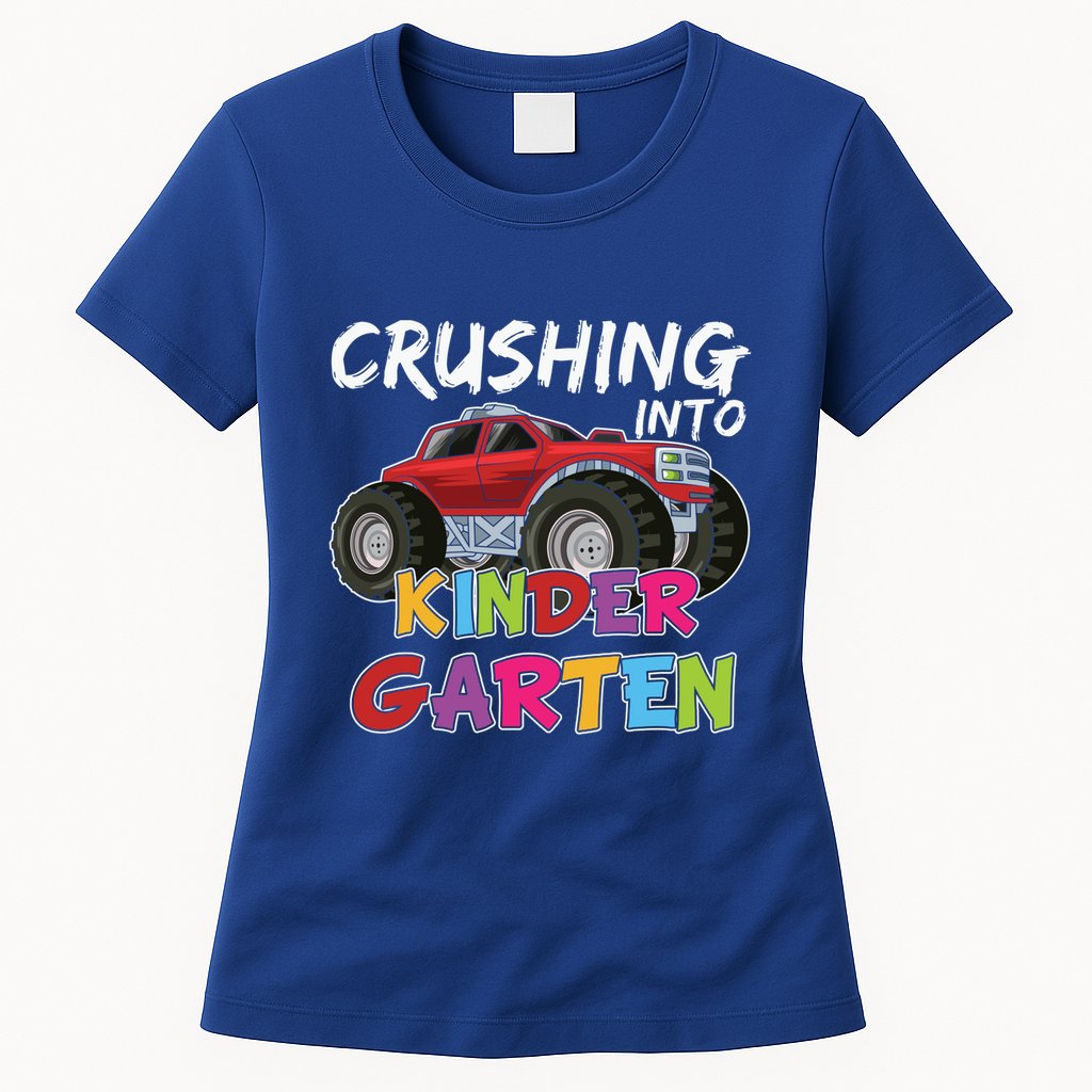 Crushing Into Kindergarten Monster Truck Cute Kindergarten Gift Womens T-Shirt