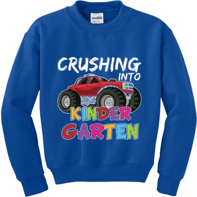 Crushing Into Kindergarten Monster Truck Cute Kindergarten Gift Kids Sweatshirt