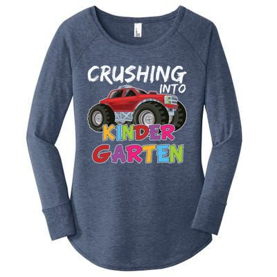 Crushing Into Kindergarten Monster Truck Cute Kindergarten Gift Women's Perfect Tri Tunic Long Sleeve Shirt