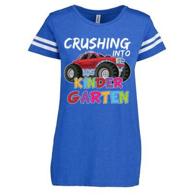 Crushing Into Kindergarten Monster Truck Cute Kindergarten Gift Enza Ladies Jersey Football T-Shirt