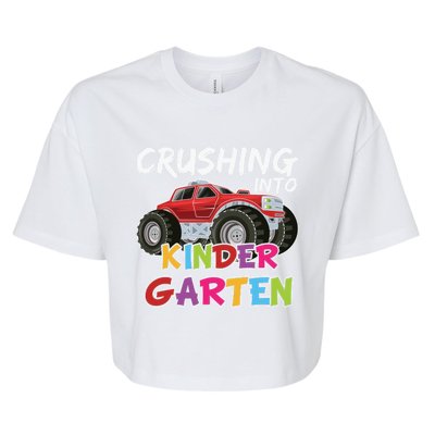 Crushing Into Kindergarten Monster Truck Cute Kindergarten Gift Bella+Canvas Jersey Crop Tee