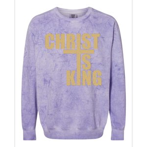 Christ Is King Jesus Is King Cross Crucifix Colorblast Crewneck Sweatshirt