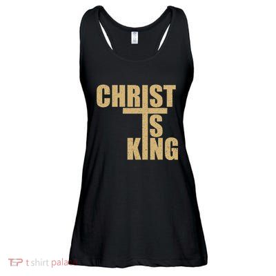 Christ Is King Jesus Is King Cross Crucifix Ladies Essential Flowy Tank