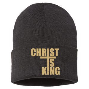 Christ Is King Jesus Is King Cross Crucifix Sustainable Knit Beanie