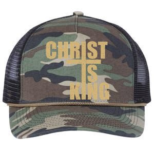 Christ Is King Jesus Is King Cross Crucifix Retro Rope Trucker Hat Cap