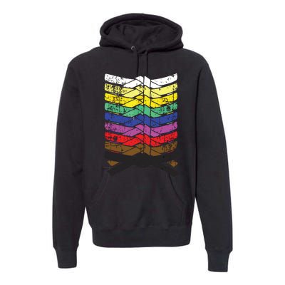 Cool Illustrated Karate Belt Colors Premium Hoodie