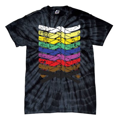 Cool Illustrated Karate Belt Colors Tie-Dye T-Shirt