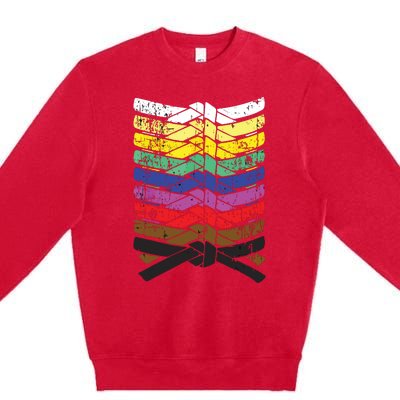 Cool Illustrated Karate Belt Colors Premium Crewneck Sweatshirt