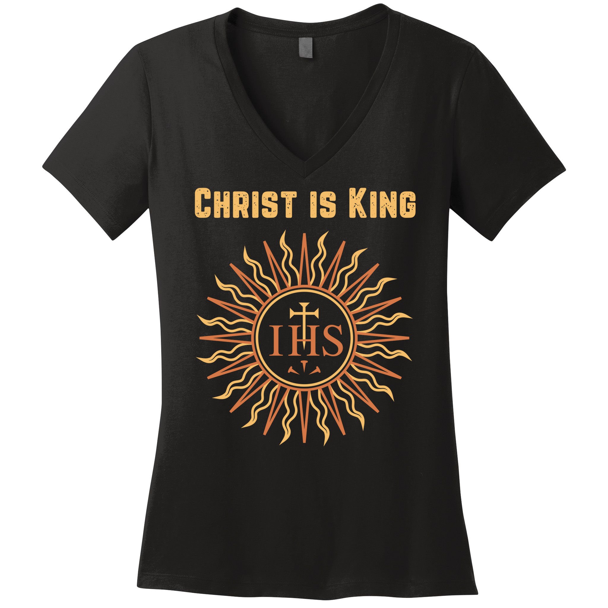 Christ is King Christian Easter Roman Catholic Women's V-Neck T-Shirt