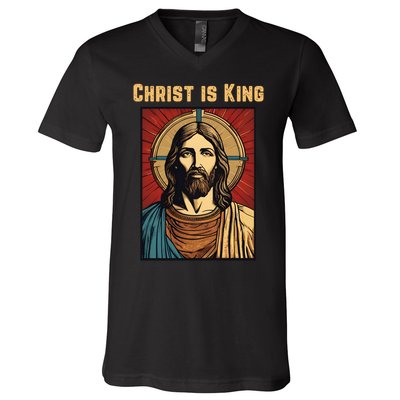 Christ is King Christian Easter V-Neck T-Shirt