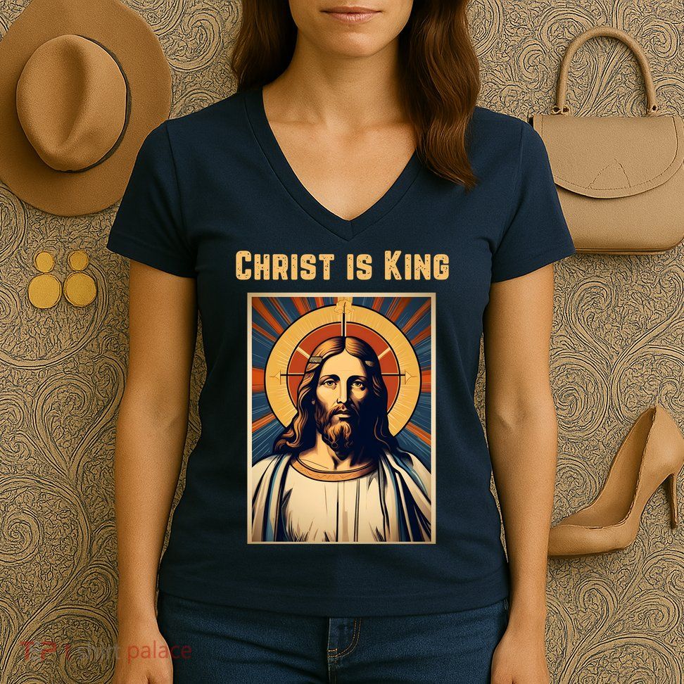 Christ is King Christian Easter Women's V-Neck T-Shirt
