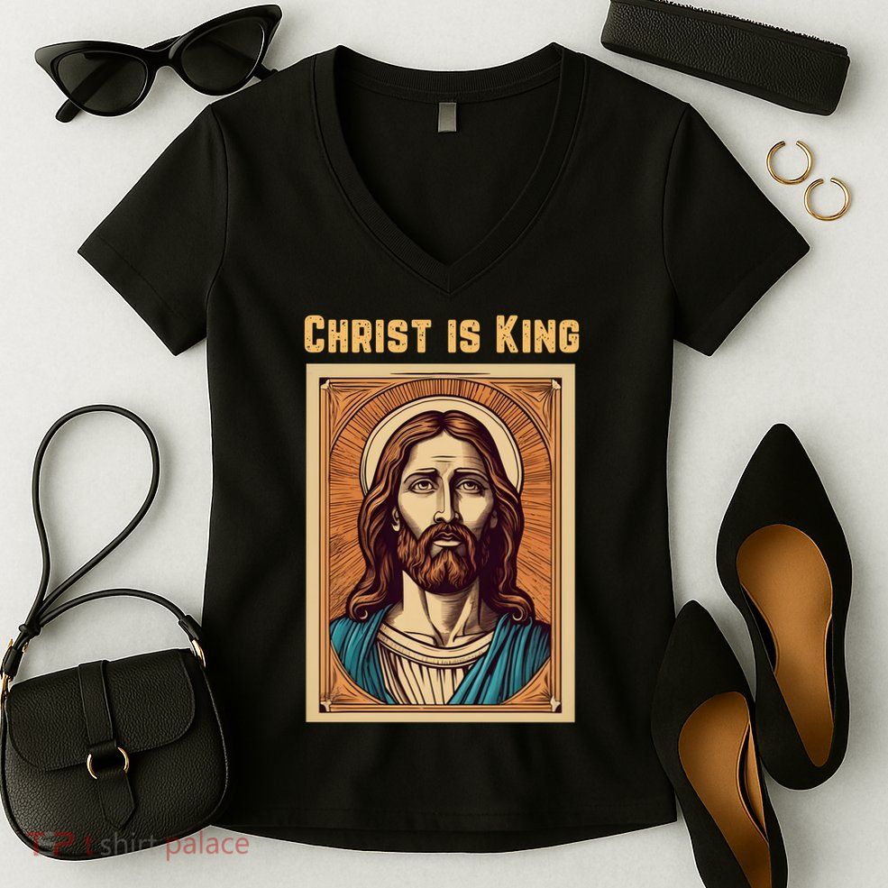 Christ is King Christian Easter Women's V-Neck T-Shirt