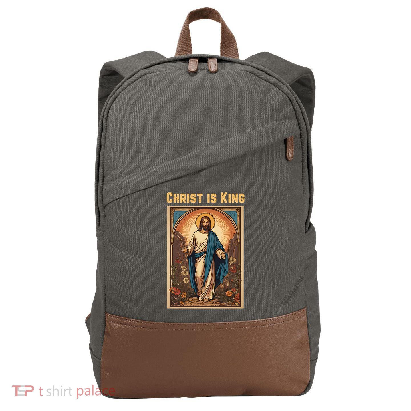 Christ is King Christian Easter Cotton Canvas Backpack