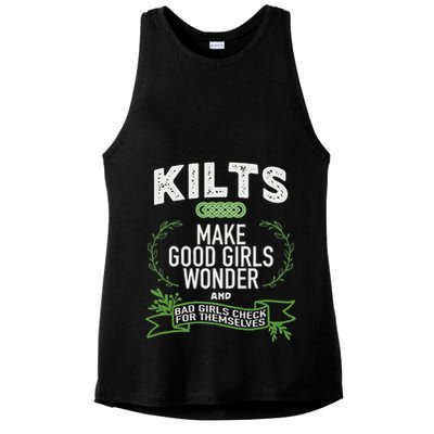 Celtic In Kilts Wonder Joke St. Patricks Scottish Ladies PosiCharge Tri-Blend Wicking Tank