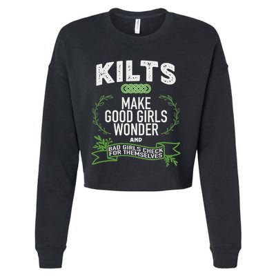 Celtic In Kilts Wonder Joke St. Patricks Scottish Cropped Pullover Crew