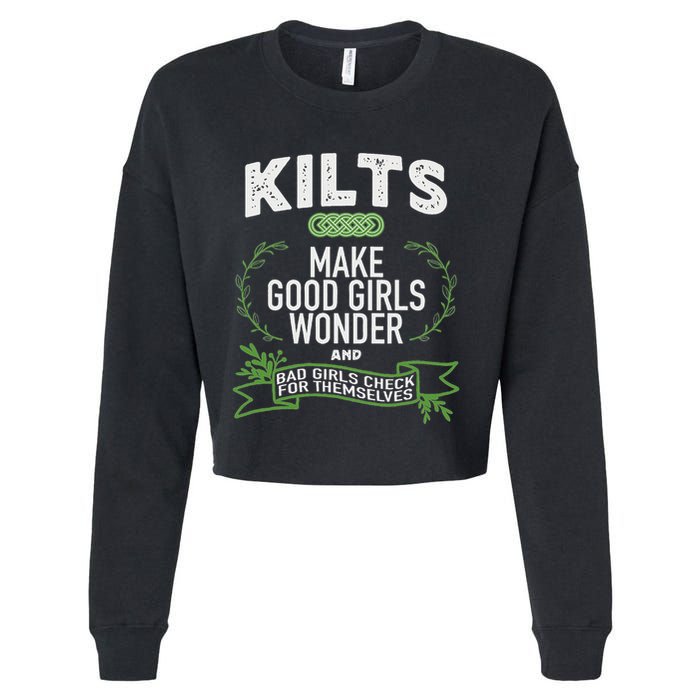 Celtic In Kilts Wonder Joke St. Patricks Scottish Cropped Pullover Crew