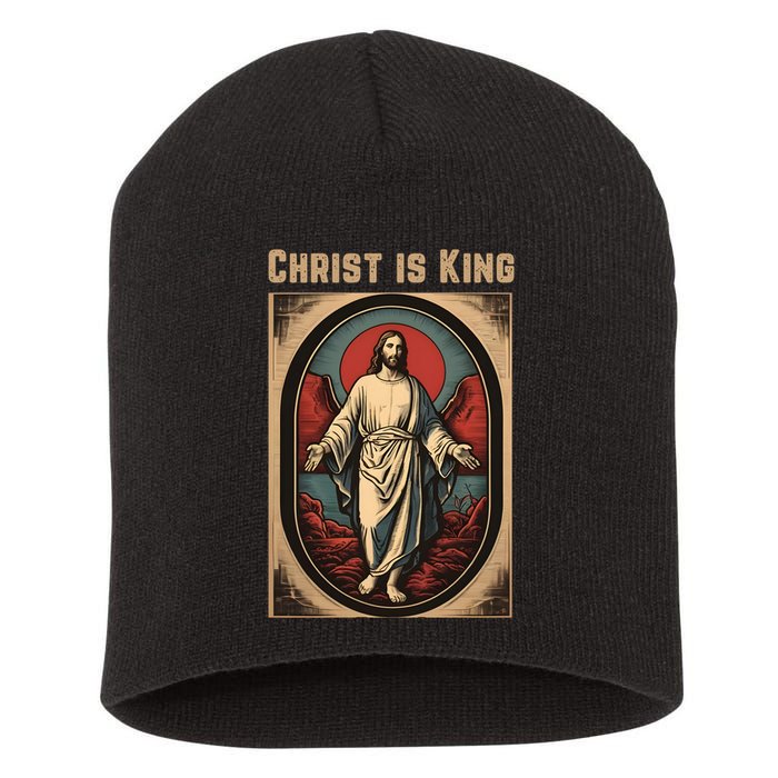 Christ is King Christian Easter Politically Incorrect Short Acrylic Beanie