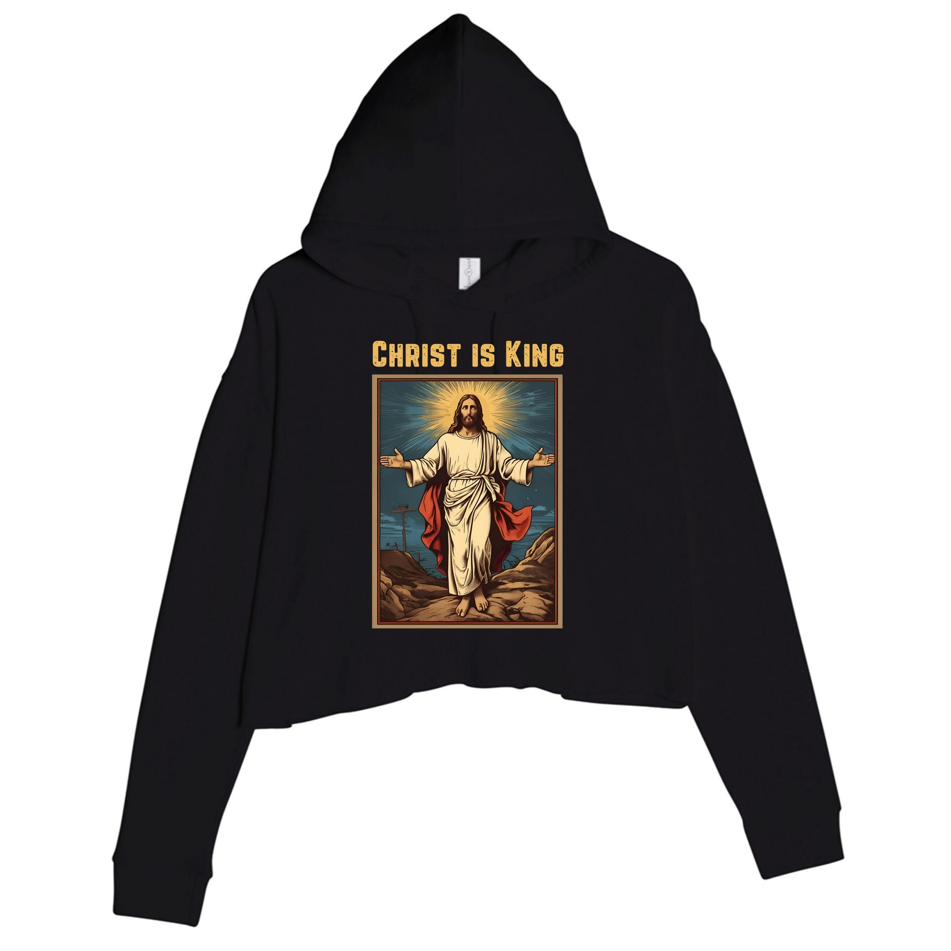 Christ is King Christian Easter Politically Incorrect Crop Fleece Hoodie