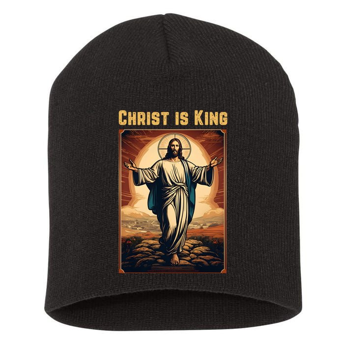Christ is King Christian Easter Politically Incorrect Short Acrylic Beanie