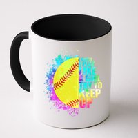 Colorful I Know I Play Like A Girl Try To Keep Up Softball Baseball Mug