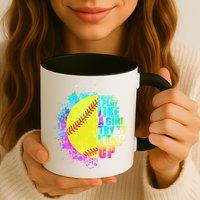 Colorful I Know I Play Like A Girl Try To Keep Up Softball Baseball Mug