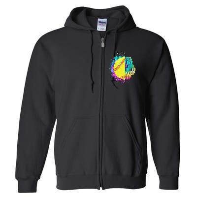 Colorful I Know I Play Like A Girl Try To Keep Up Softball Baseball Full Zip Hoodie
