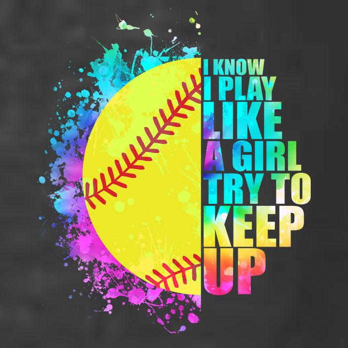 Colorful I Know I Play Like A Girl Try To Keep Up Softball Baseball T-Shirt